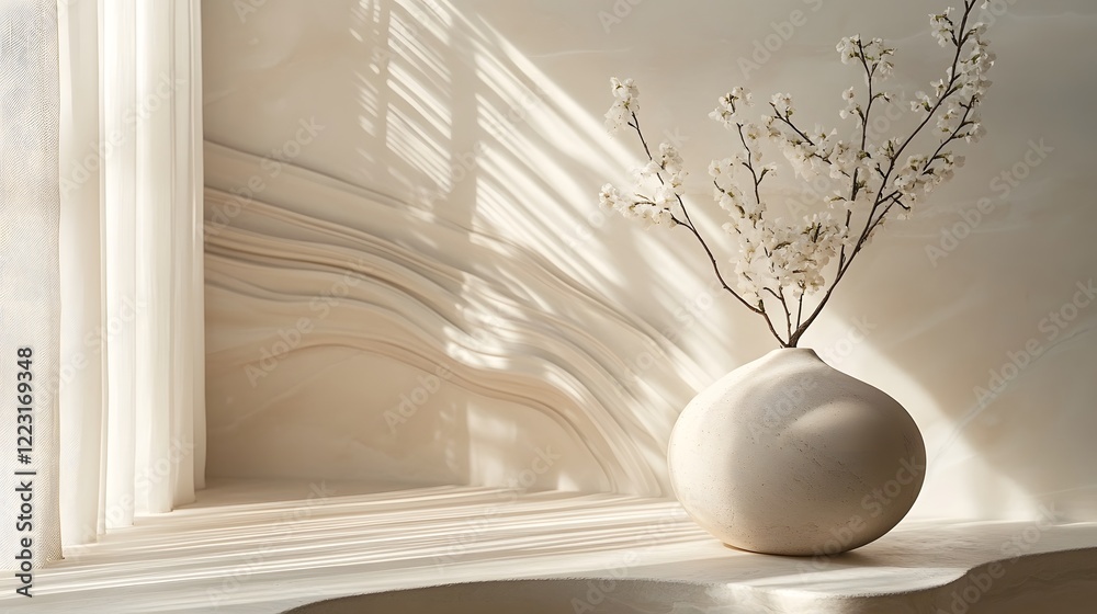 Poster serene shadows cast from a window create a soft gentle abstract pattern across the modern minimalist