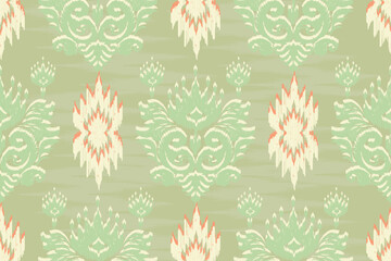 Ikat seamless pattern, geometric design, motif ethnic handmade, Ikat ethnic tribal, boho colors seamless wallpaper. Ethnic Ikat abstract background art.Illustration for greeting cards, printing