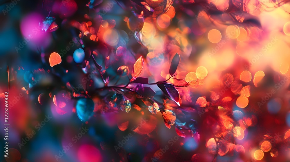 Poster dreamy colorful bokeh lights blending vibrant abstract modern patterns with bright elegant tones cre