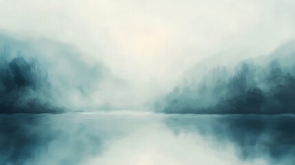 Obraz premium Ethereal and tranquil waterscape featuring soft hazy gradients layers of soothing light and a serene modern aesthetic