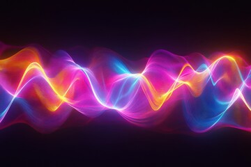 Colorful Wave Patterns with Light Trails on Dark Background