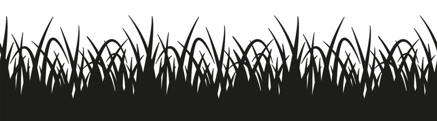 Seamless border with grass silhouette. Vector and PNG on transparent background. © Li Artis