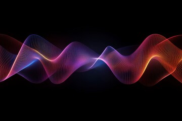 Obraz premium Vibrant Abstract Wave Pattern with Neon Colors on Dark Background