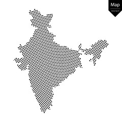 Abstract image India map from point Black on a white background. Vector illustration eps 10.	
