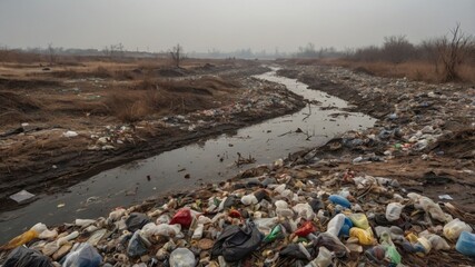 Plastic waste pollution.