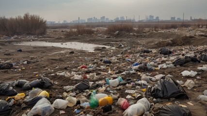 Plastic waste pollution.