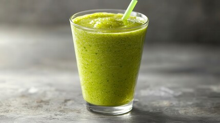 Refreshing Green Smoothie in Glass Healthy Drink Vegan Diet Detox