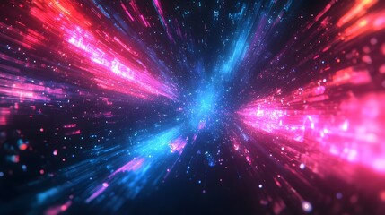 Fototapeta premium Captivating Lightspeed Rays Vibrant Gradient Transitions in a Futuristic Aesthetic Composition Brilliant shimmering rays of light create a dynamic cosmic display with a smooth digital charm