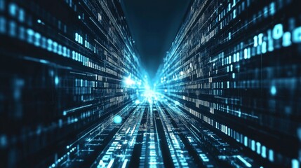 Obraz premium A futuristic abstract background with digital binary codes and glowing data streams, evoking a sense of advanced computing, Computing style