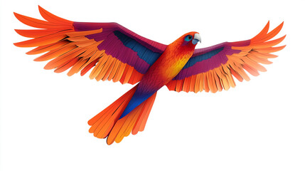 Obraz premium Colorful parrot soaring through a clear sky with outstretched wings
