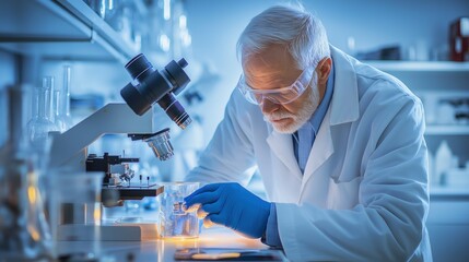 Experienced Scientist Analyzing Samples in Laboratory