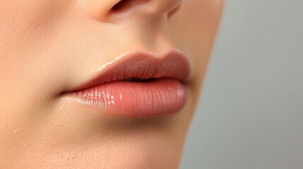 Obraz premium Close-up of a person's lips showcasing natural beauty and skin texture.