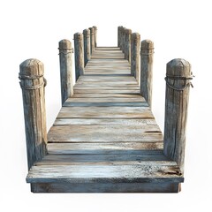Fototapeta premium Wooden Dock Leading to Tranquil Waters Under Clear Blue Sky