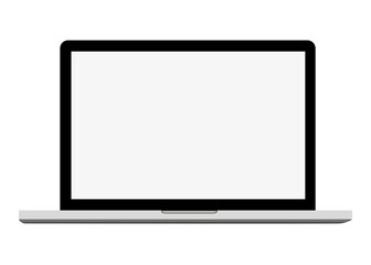 Modern laptop mockup front view, isolated on white background. Vector illustration.