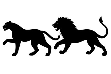 Silhouette of a Lion & Cheetah Vector Illustration - SVG, PNG, EPS, AI, PSD Files
