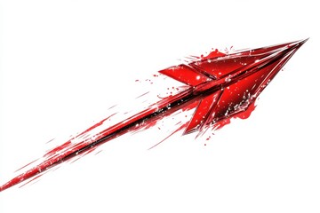 Dynamic Red Arrow with Motion Effect on White Background