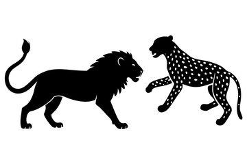 Silhouette of a Lion & Cheetah Vector Illustration - SVG, PNG, EPS, AI, PSD Files