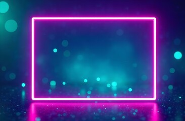 Glowing neon frame with festive particles. The bright border catches attention. Perfect for holiday promotions, birthdays, sales, or custom messages