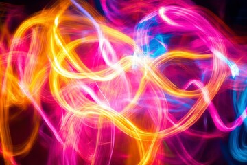 Vibrant Colorful Abstract Light Trails with Dynamic Swirls