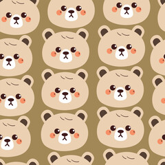 Obraz premium seamless pattern cartoon bear head. cute animal wallpaper for fabric print, gift wrap paper