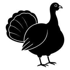 Cute Silhouette of a Turkey line art vector cartoon illustration
