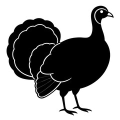 Cute Silhouette of a Turkey line art vector cartoon illustration
