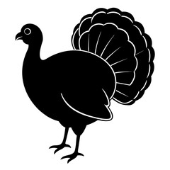 Cute Silhouette of a Turkey line art vector cartoon illustration

