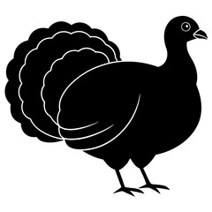 Cute Silhouette of a Turkey line art vector cartoon illustration
