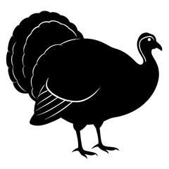 Cute Silhouette of a Turkey line art vector cartoon illustration
