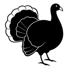 Cute Silhouette of a Turkey line art vector cartoon illustration
