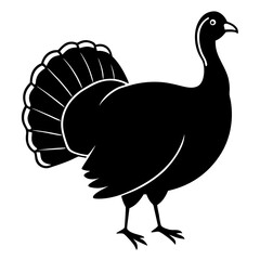 Cute Silhouette of a Turkey line art vector cartoon illustration
