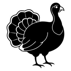 Cute Silhouette of a Turkey line art vector cartoon illustration
