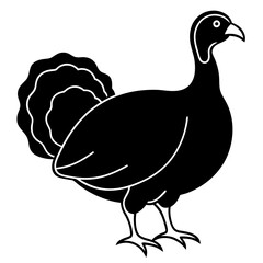 Cute Silhouette of a Turkey line art vector cartoon illustration

