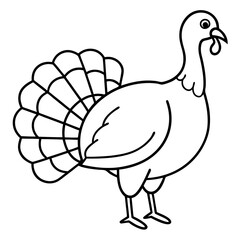 Cute Silhouette of a Turkey line art vector cartoon illustration

