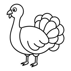 Cute Silhouette of a Turkey line art vector cartoon illustration
