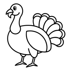 Cute Silhouette of a Turkey line art vector cartoon illustration
