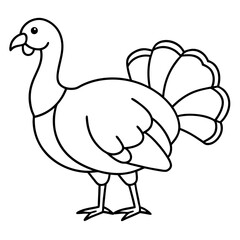 Cute Silhouette of a Turkey line art vector cartoon illustration
