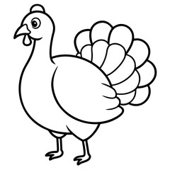 Cute Silhouette of a Turkey line art vector cartoon illustration
