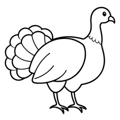 Cute Silhouette of a Turkey line art vector cartoon illustration
