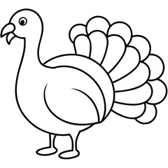 Cute Silhouette of a Turkey line art vector cartoon illustration
