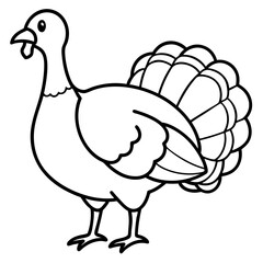 Cute Silhouette of a Turkey line art vector cartoon illustration
