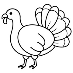 Cute Silhouette of a Turkey line art vector cartoon illustration
