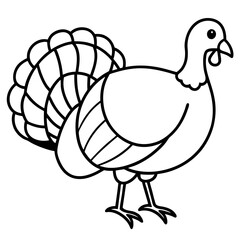 Cute Silhouette of a Turkey line art vector cartoon illustration
