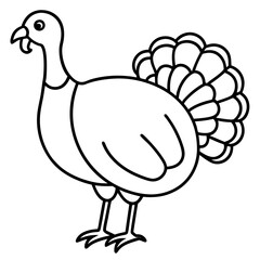 Cute Silhouette of a Turkey line art vector cartoon illustration
