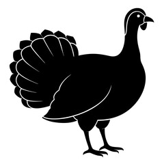 Cute Silhouette of a Turkey line art vector cartoon illustration
