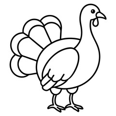 Cute Silhouette of a Turkey line art vector cartoon illustration
