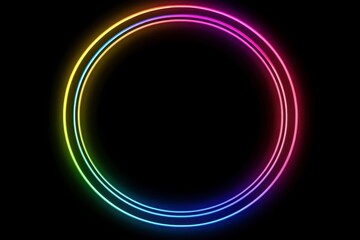 Vibrant Colorful Glowing Circles on Black Background for Design Use