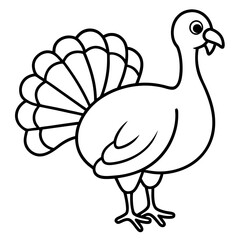 Cute Silhouette of a Turkey line art vector cartoon illustration
