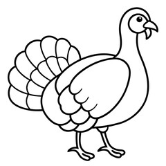 Cute Silhouette of a Turkey line art vector cartoon illustration
