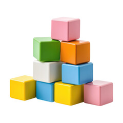 Fototapeta premium Colorful toy blocks stacked in pyramid shape, showcasing vibrant colors and playful design